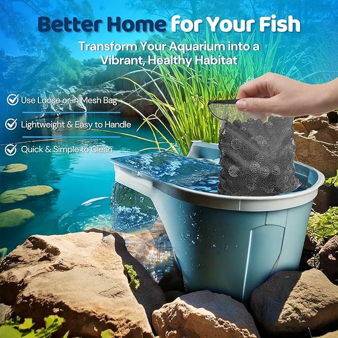 Flexzion Fish Tank Filter Media - Bio Balls for Aquarium Filter, Ceramic Rings & Activated Carbon Pellets in Mesh Bags - Biological, Chemical, & Mechanical Filtration Freshwater & Saltwater Aquariums
