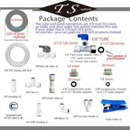 NSF 3/8" inch Water Line Tubing and Push to Connect Fittings for Reverse Osmosis Water Filter RO fittings (Feed water adapter Kits), 11 pcs connetors+30 feet 3/8" O.D. (9.5mm) water tubing.