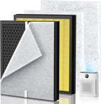 PR1 Replacement Filter for Mooka PR1 Air Purifier for Home Large Room up to 2200sq.ft, 2 Pack 3-in-1 HEPA Activated Carbon, with 4Pcs Washable Filter for Pets, PM 2.5, Yellow