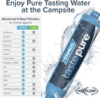 Camco Tastepure XL RV Water Filter - Reliable RV Inline Water Filter with Flexible Hose Protector - GAC & KDF Water Filtration - Made in USA - Camping Essentials for Fresh Drinking Water (40019)