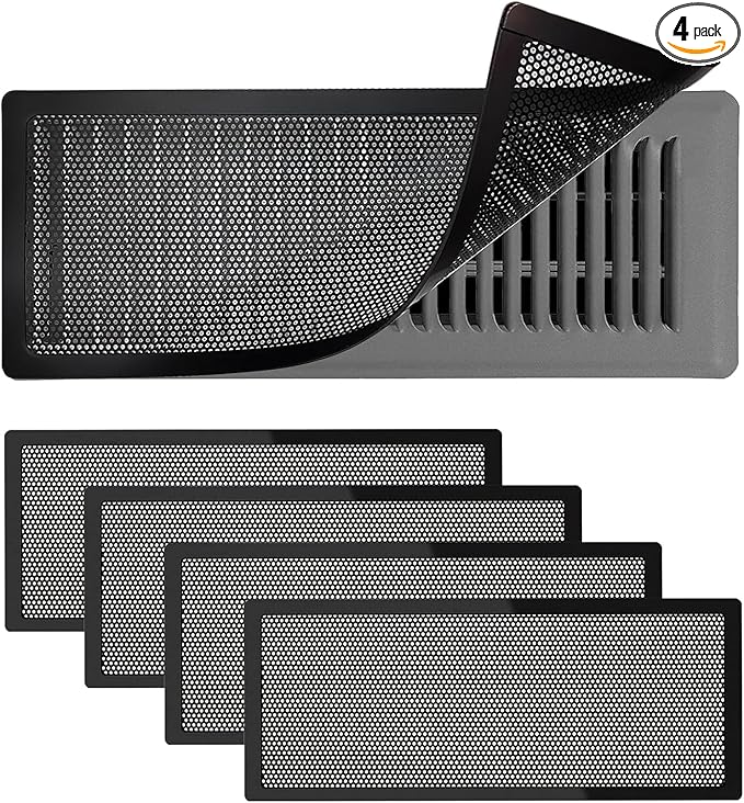 4 PCS Magnetic Vent Covers - 4.7"x12" Magnetic Air Vent Screen - for Floor/Wall/Ceiling Registers - Easy Install, Secure Fit - Durable(Fits Registers 5" to 6" W x 12" to13" L)