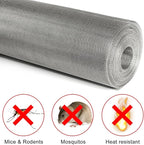 Stainless Steel Woven Wire Mesh, 304 Stainless Steel Mesh Sheet, Heat-Resistant Woven Wire Rodent Mesh Garden Insect Screen Airbrick Filter Net with 2 Mm Mesh Hole Never Rust