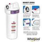 Whirlpool 10" x 2.5" Whole House Water Filter Housing, WHKF-DWH, Stainless Steel 3/4" Inlets, NSF Certified, Filter Not Included, Replacement Filter GD05, WHWC, WHSW, WHPL