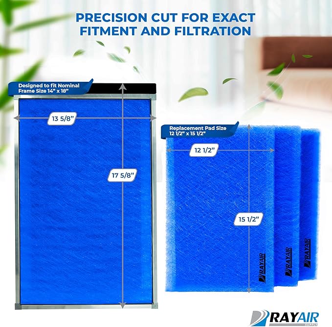 RAYAIR SUPPLY 14x18 Replacement Filter Pads Compatible with Dynamic Air Cleaner (3 Pack) (14x18)