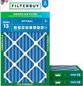 Filterbuy 20x30x2 Air Filter MERV 13 Optimal Smoke & Allergy Defense (3-Pack), Electrostatic Pleated HVAC AC Furnace Filters Replacement, Made in USA (Actual Size: 19.75 x 29.75 x 1.75)