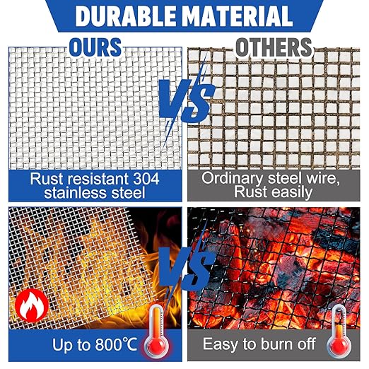 9 Pack 304 Stainless Steel Mesh Screen, 8'' x 12'' 20 Mesh Wire Screen Mesh, Rust Free Woven Wire Mesh, Metal Mesh Screen for Air Vents, Window Screen, Filters, Garden Covers