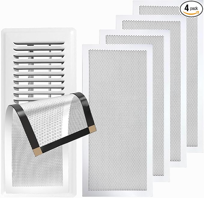 4-Pack 7"x13" White Powerful Magnetic Vent Covers - Super Strong Neodymium Magnets, No Slip & No Drill Needed - Secure Fit for Floor/Wall/Ceiling Registers - Durable Air Vent Screen (White, 7x13)