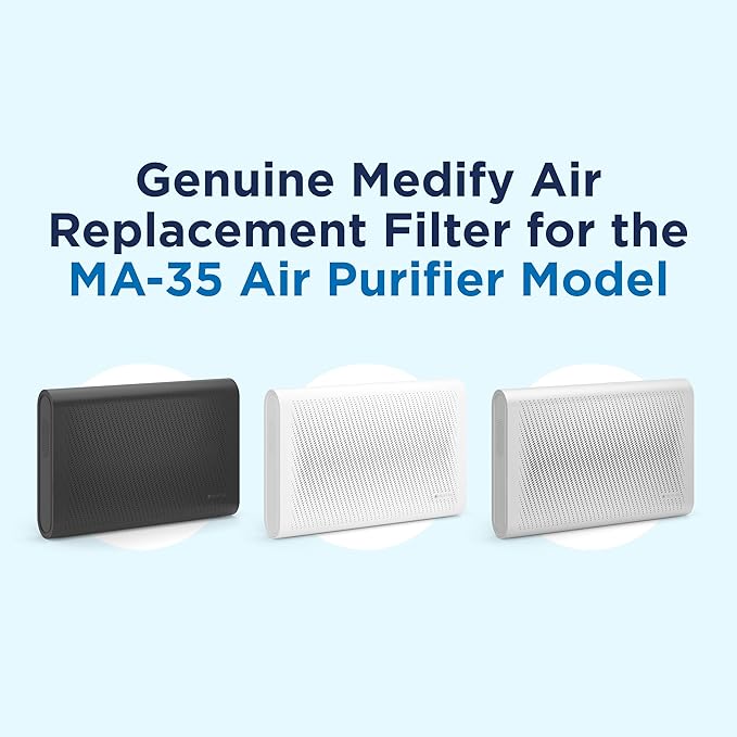 Medify MA-35 Genuine Replacement Filter for Allergens, Smoke, Wildfires, Dust, Odors, Pollen, Pet Dander | 3-in-1 with Pre-Filter, True HEPA H13 & Carbon | 0.1 Micron Removal | Black, 2-Pack