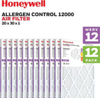 Honeywell 20x30x1 MERV 12 Electrostatic Pleated HVAC AC Furnace Air Filter (12-Pack) | Replacement Filter for Home Use | Made in USA