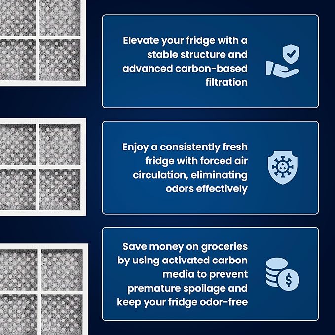 Mist Fresh Refrigerator Air Filter Replacement for L120F, LG ThinQ Fresh Air Filter, Kenmore Elite 469918, 6 Month Replacement, 3 pack