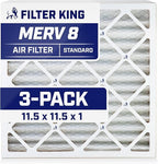 Filter King 11.5x11.5x1 Air Filter | 3-PACK | MERV 8 HVAC Pleated A/C Furnace Filters | MADE IN USA | Actual Size: 11.5 x 11.5 x .75"