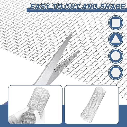 uxcell 6 Mesh 39" x 12" Woven Wire Mesh, 304 Stainless Steel Air Vent Filter Screen, Window Screen Mesh for DIY Projects Vents Cover Filtration Animals Fence