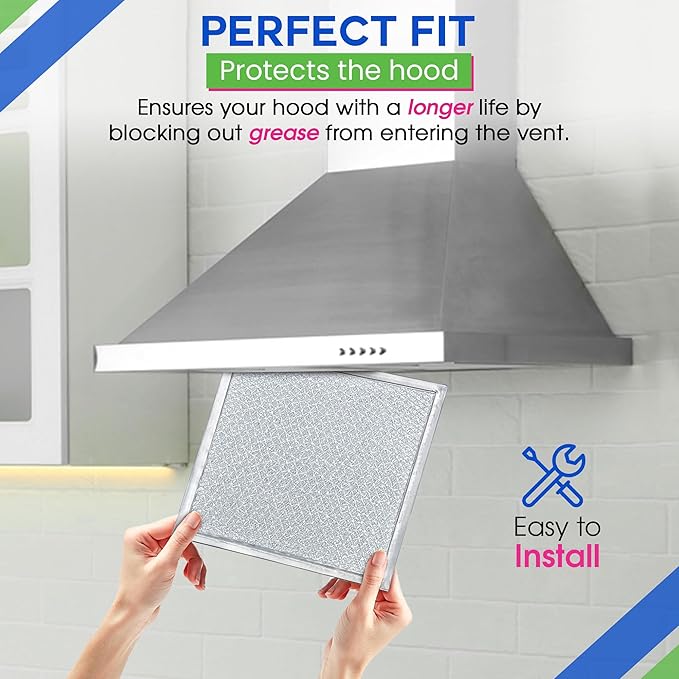 Bagean Stove Vent Filter 8x8 inch BCC024600 Compatible with Ventline Range Hood Filter Replacement for Kitchen Exhaust Fan - Aluminum Screen Blocks Grease & Filters Over Oven Air (2-Pack)