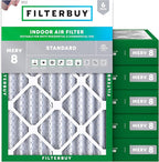 Filterbuy 17x20x4 Air Filter MERV 8 Essential Dust & Allergy Defense (6-Pack), Electrostatic Pleated HVAC AC Furnace Filters Replacement, Made in USA (Actual Size: 16.50 x 19.50 x 3.63)