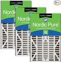Nordic Pure Air Bear Cub 16x25x3 (Actual Size: 15 13/16 x 24 5/16 x 3) Air Filter Replacement MERV 13 Plus Carbon 3 Pack