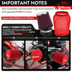 62mm Mini Bike Air Filter Cover for Predator 212cc 196cc 224cc 99cc Coleman CT200U CT200U-EX BT200X B200R B200 KT196 CT100U CC100X Baja MB165 MB200 DB30 Mini Bike Go Kart Parts (Red)