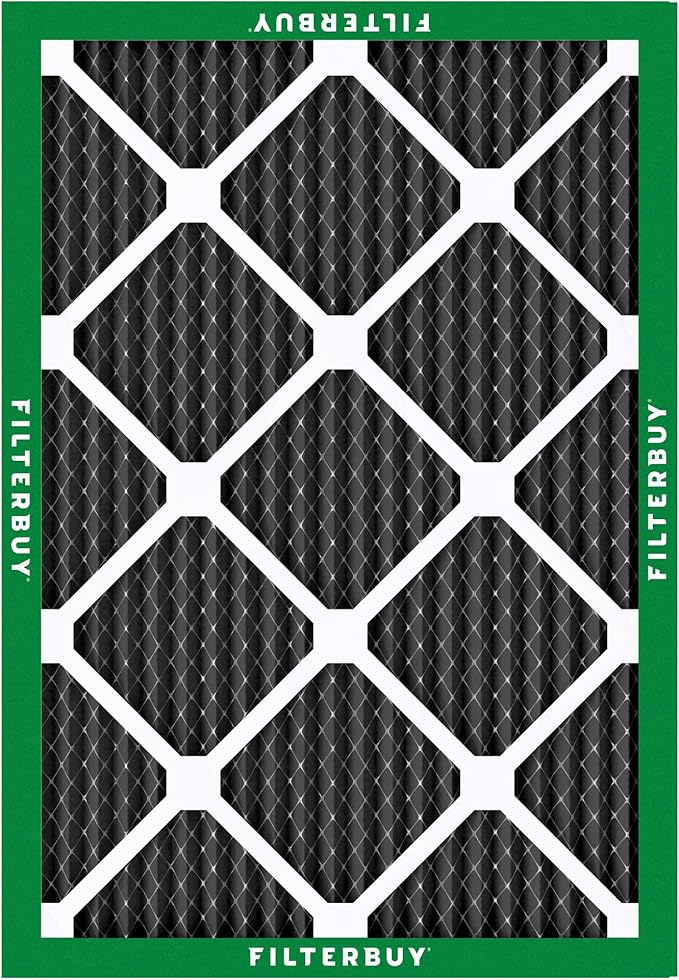 Filterbuy 24x30x1 Air Filter MERV 10 Odor & Allergy Defense with Activated Carbon (3-Pack), Electrostatic Pleated HVAC AC Furnace Filters Replacement, Made in USA (Actual Size: 23.88 x 29.88 x 0.75)