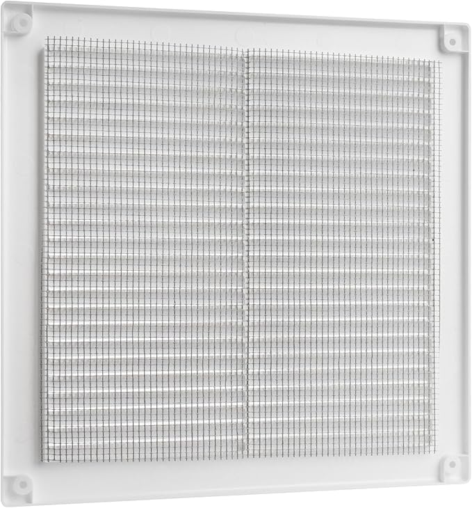 Vent Systems 8" x 8" Inch (Opening Dimensions) - Pack of 50 - Plastic White Soffit Vent Cover - Flat Square Air Vent Grille - Air Vent Deflector - HVAC 10" x 10" Inch (Overall Dimensions)