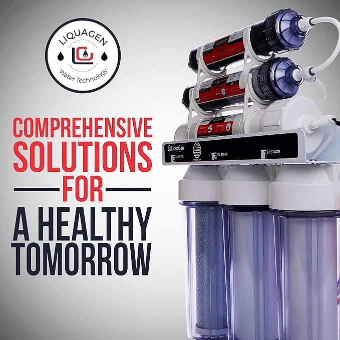 LiquaGen Portable - 6-Stage Dual Use Drinking and 0 PPM Aquarium Reef and Deionization | Reverse Osmosis Water System RO/DI | W/pH Alkaline Mineral Restoration Filter - 100 GPD