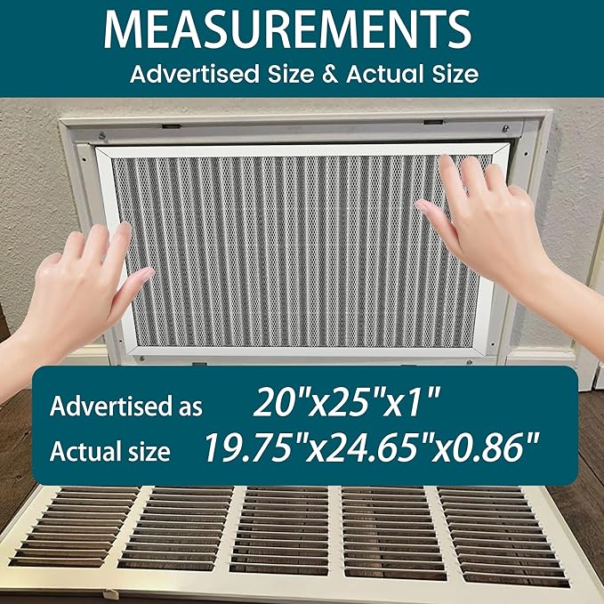 20x25x1 Air Filter-MERV 8, Washable & Reusable Electrostatic Air Filter, AC/HVAC Furnace Filter, Lasts a Lifetime, Permanent Filter, Breathe FresherHome And Office Actual Size:19.75x24.65x0.86Inch