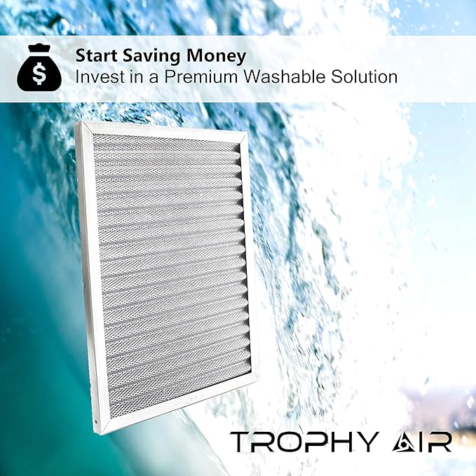 12x24x1 | Trophy Air | Merv 8 | Washable Furnace Filter | Lifetime HVAC & Furnace Air Filter | Washable Electrostatic | High Dust Holding Capacity | Premium Quality Aluminum