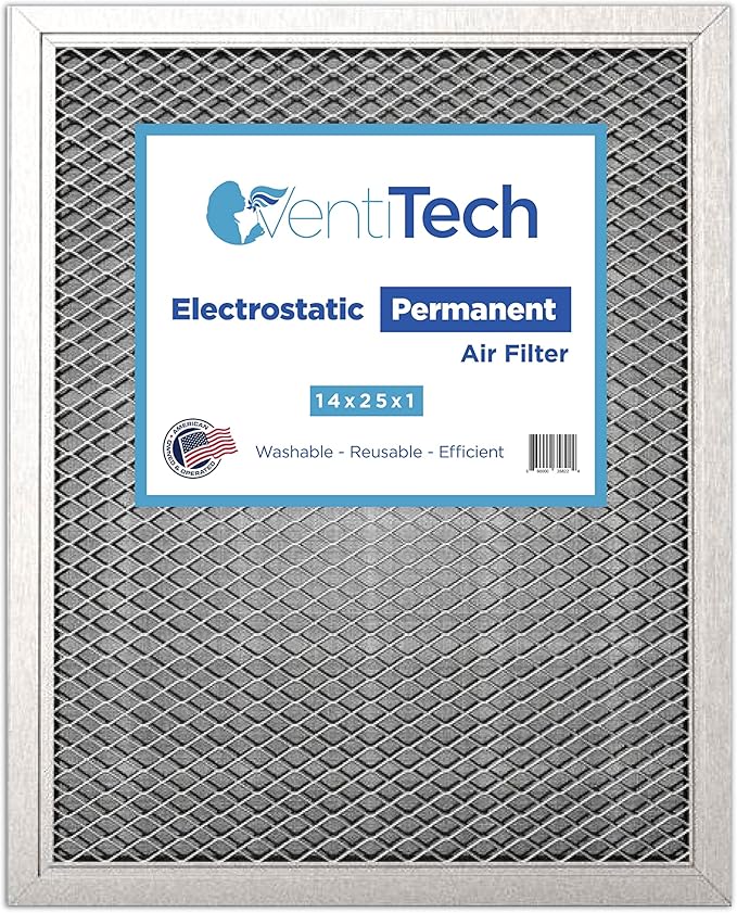 14x25x1 Washable Electrostatic Air Filter. Reusable HVAC & Furnace Air Filter