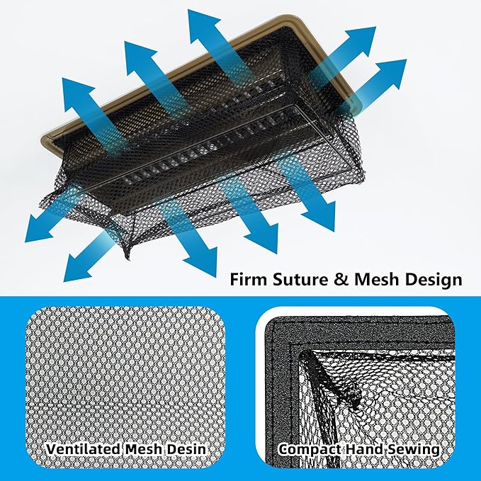 Floor Vent Screen Net 2''x12'', Air Vent Filter Mesh for Home Floor, Floor Register Cover Traps Catches Coin, Toys, Pet Food and Hair, Keeps Duct Cleaning - with Spreader Frame 4 Pack