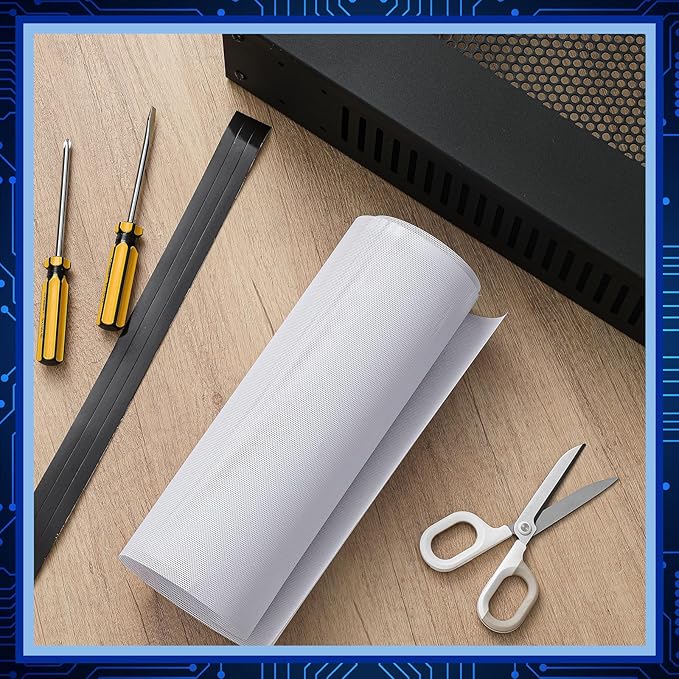 Woanger 1 Pcs 1000 x 300 mm DIY PC Case Dust Filter PC Fan Mesh Filter Air Vent Covers PVC Dustproof Cover with Magnetic Sticker for Computer Chassis Speaker and More, 0.03 Inch Hole