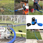 DAVCO 1.25" x 100 ft Pool Backwash Hose, Heavy Duty Reinforced Blue PVC Lay Flat Water Discharge Pump Hoses For Swimming Drain Pools and Clean Filters,with 1 Clamp
