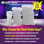 Aquatic Experts Max Flow Filter Media Bags - Durable, Secure with Plastic Zipper, for Aquarium and Pond, Zipper, 3" x 8" - 4 Pack