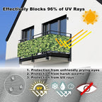 Balcony Privacy Screen 4.9' x 16.4' Durable and UV Resistant Patio Privacy Screen, Easy Installation with Zip Ties for Pergola Balcony Porch Carport Deck Window, Green Leaf Pattern