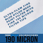 TCP Global - 190 Micron Filter Tips Ultra-Fine Paint Strainer (250 Pack) - Pure Blue Nylon Mesh Cone Strainer - Paint Filter Cones for Auto, House & Hobby
