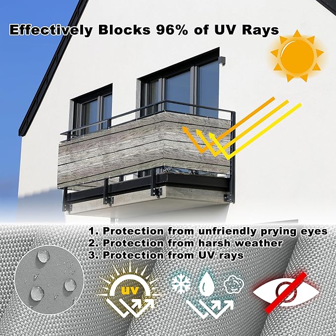 Fence Privacy Screen 2.3' x 19.7' Durable and UV Resistant Privacy Fence Panels for Outside, Easy Installation with Zip Ties for Carport, Fence, Apartment Balcony, Floor Pattern