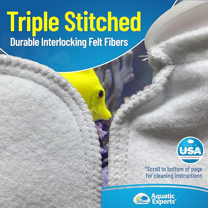 Aquatic Experts 4 inch Ring 100 Micron Felt Filter Sock - Filter Socks for Saltwater Aquarium, Sump Filter Sock, Freshwater Aquarium Socks, Reef Filter Sock (4"x10.5", 4 Pack)