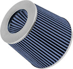 Mortar Aftermarket Auto Air Filter Replacement - Car Enthusiast Class Universal Cold Air Intake Gulps in More Air for More Engine Power & Passionate Induction Sound, 2.5 In, Blue