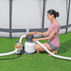Bestway 58498E Flowclear 1500 Gallon Sand Filter Pool Pump for Above Ground 300 to 11,200 Gallon Swimming Pools with Adapter (Sand is Sold Separately)