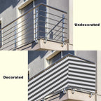 Privacy Screen 2.8' x 16.4' UV Protection Weather-Resistant Patio Privacy Screens for Balcony, with Grommets, for Apartment Patio, Wall Garden, Balcony Garden, Gray Stripes