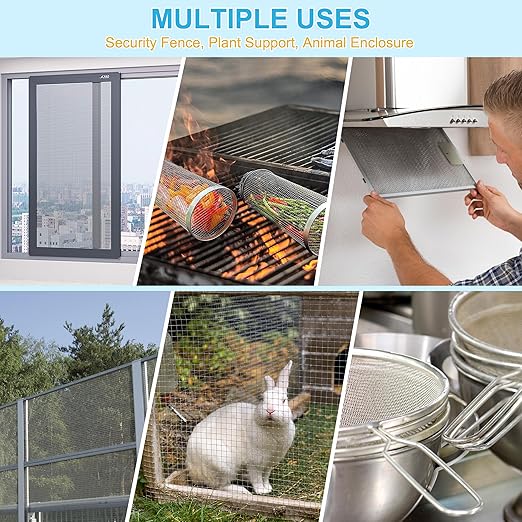 8 Pcs 13x9 (33cmx23cm) 40 Mesh 304 Stainless Steel Wire Mesh Sheet, Rustproof Metal Mesh Sheet Screen for DIY Crafts, Vent Covers, Garden Fencing, Window Protection & Industrial Filters