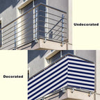 Privacy Fence Screen 1.6' x 26.2' UV Protection Weather Resistant Waterproof Privacy Fence Panels for Outside, with Grommets, for Carport, Fence, Patio, Apartment, Backyard, Balcony, Blue Stripes