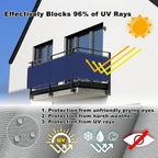 Outdoor Privacy Screen 3.9' x 26.2' UV-Resistant Visibility Reduction, Patio Privacy Screens for Balcony Cable Zip Ties Included Garden Decor for Banister Guard, Patio Enclosure, Dark Blue