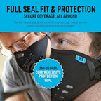 RZ Mask - F1 Standard Replacement Filters (3 Pack) 99.8% Active Carbon Filtration with One-Way Discharge Valves, 3 Sizes