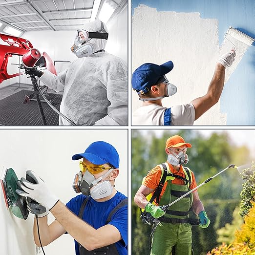 AirGearPro G-500 Reusable Respirator Mask with A1P2 Filters | Anti-Gas, Anti-Dust | Gas Mask Ideal for Painting, Woodworking, Construction, Sanding, Spraying, Chemicals, DIY etc