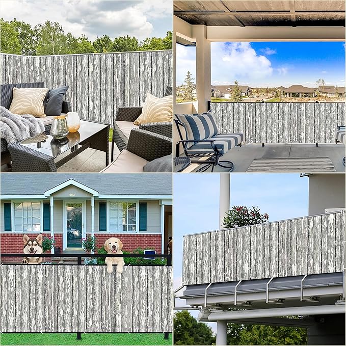 Privacy Fence 2' x 19.7' UV Protection (HDPE) Weather-Resistant Balcony Privacy, Included Cable Zip Ties for Carport, Fence, Patio, Apartment, Backyard, Balcony, Vertical Floor Pattern