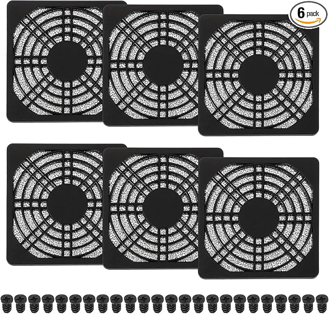 PATIKIL 80mm Fan Filter Grill, 6 Pcs Plastic Ventilation Dustproof Grill Covers Cooling Ventilator with Screws for Industry Workshop Computer Case Refrigerators Air Conditioning, Black
