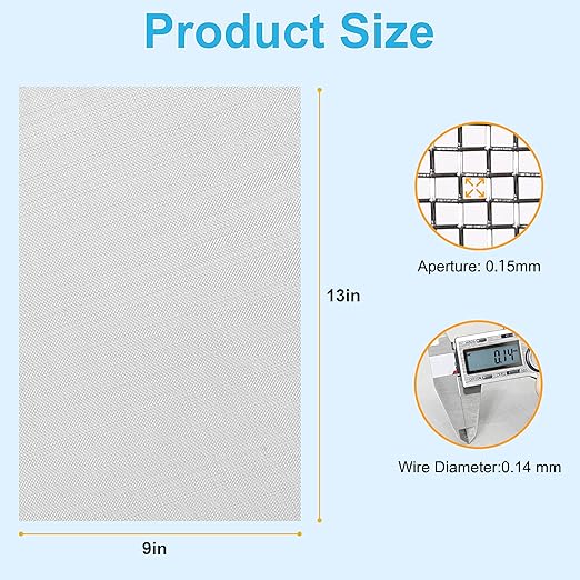 8 Pcs 13x9 (33cmx23cm) 120 Mesh 304 Stainless Steel Wire Mesh Sheet, Rustproof Metal Mesh Sheet Screen for DIY Crafts, Vent Covers, Garden Fencing, Window Protection & Industrial Filters