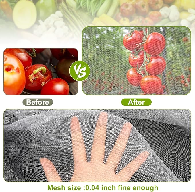 Garden Netting, 10x50 FT Ultra Fine Mesh Netting Pest Barrier Protection Bird Net Plants Cover for Vegetables Fruits Flowers Crops Greenhouse Row Cover Raised Bed Garden Patio Mesh Netting (1 Pack)