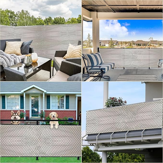 Privacy Fence Screen 2.8' x 16.4' Durable UV-Resistant Balcony Privacy, Includes Cable Ties for Decks, Patios, Backyards, Outdoor Pools, Porches, Railings, Weaving Pattern