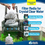 Aquatic Experts High Flow Filter Media Bag - Durable Filter Bags for Fish Tank, Secure Aquarium Media Bag with Drawstring, Media Bags for Aquarium and Pond, High Flow (White), 5" x 9" - 4 Pack