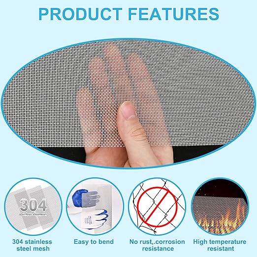 16 Pcs 13x9 (33cmx23cm) 20 Mesh 304 Stainless Steel Wire Mesh Sheet, Rustproof Metal Mesh Sheet Screen for DIY Crafts, Vent Covers, Garden Fencing, Window Protection & Industrial Filters