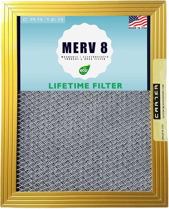 CARTER | Gold | MERV 8 | HVAC & Furnace Filter | Washable Electrostatic ((18x24x1))